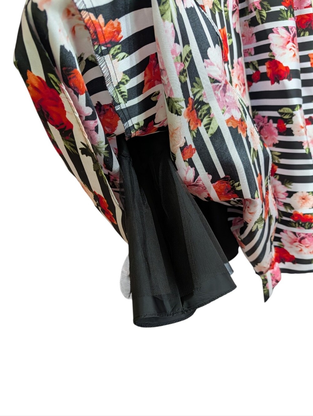 SLNY Floral Stripe Fit & Flare Midi Dress Size 14 Sleeveless Belted Occasion - Picture 6 of 10